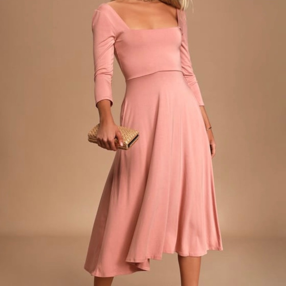 Lulu’s Square neck 3/4 sleeve midi maxi dress